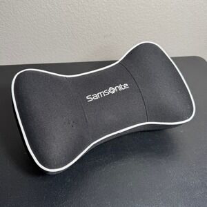 Samsonite Memory Foam Neck Support Pillow Black Mesh Car Headrest Cushion Strap